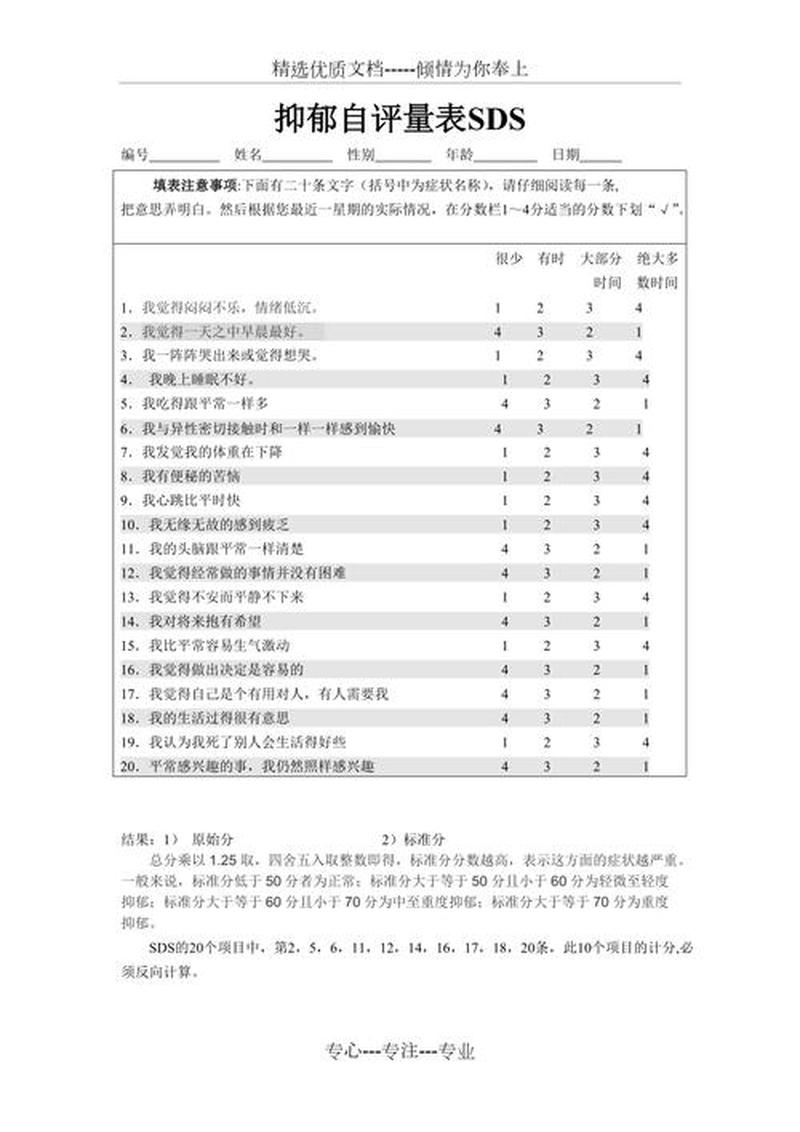 抑郁症sds测试(抑郁症sds测试可信吗)-第1张图片-健康养生经验分享